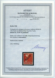 3 M. Schwarzaufdruck 1948, postfrisches Kabinettstück mit dem ...